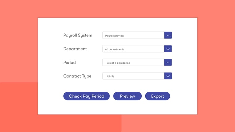 Screenshot of export payroll options in tamigo